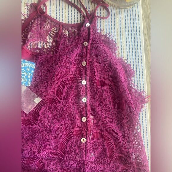 NWT Free People Dahlia Purple Floral Lace Dress Womens Large intimately - Picture 10 of 13